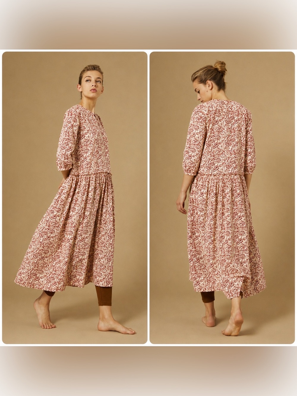 New! Soeur Dahlia Floral Paisley Cream and Red Midi Dress 🌿 Medium